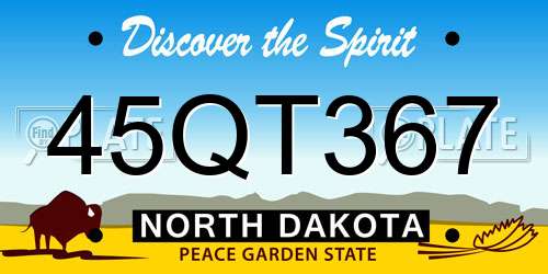 45QT367 North Dakota License Plate