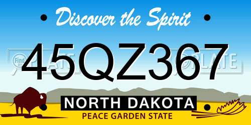 45QZ367 North Dakota License Plate
