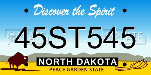 45ST545 North Dakota License Plate