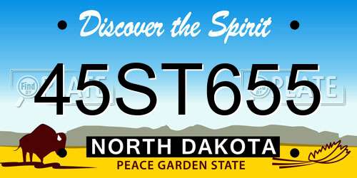 45ST655 North Dakota License Plate
