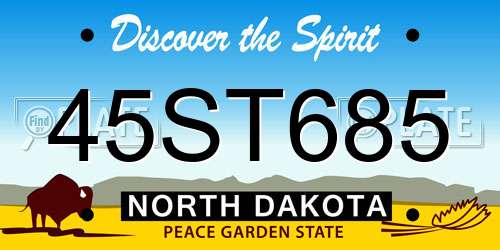 45ST685 North Dakota License Plate