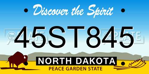 45ST845 North Dakota License Plate