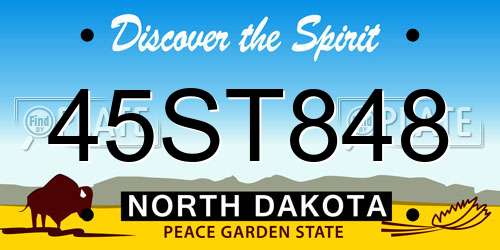 45ST848 North Dakota License Plate