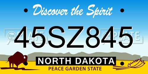 45SZ845 North Dakota License Plate
