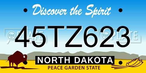 45TZ623 North Dakota License Plate