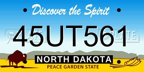 45UT561 North Dakota License Plate