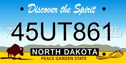 45UT861 North Dakota License Plate
