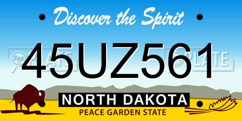 45UZ561 North Dakota License Plate