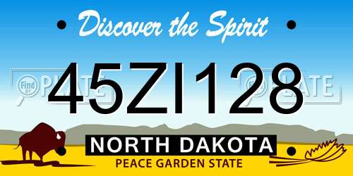45ZI128 North Dakota License Plate
