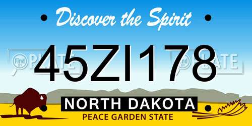 45ZI178 North Dakota License Plate