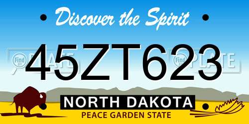 45ZT623 North Dakota License Plate