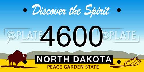4600 North Dakota License Plate