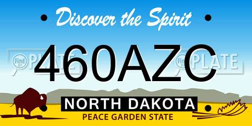 460AZC North Dakota License Plate