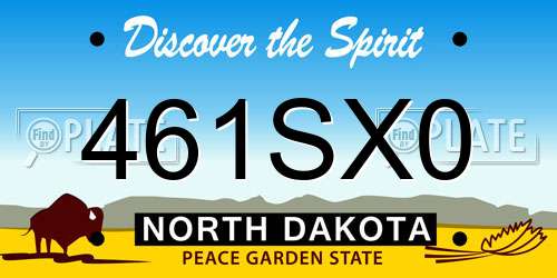 461SX0 North Dakota License Plate