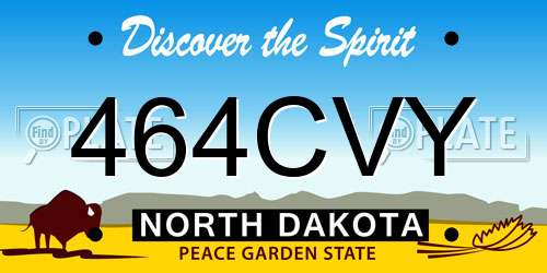 464CVY North Dakota License Plate