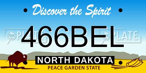 466BEL North Dakota License Plate