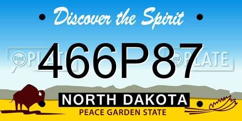 466P87 North Dakota License Plate