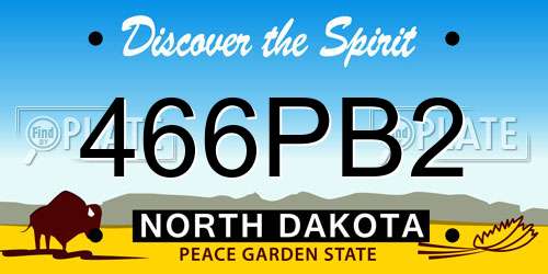 466PB2 North Dakota License Plate