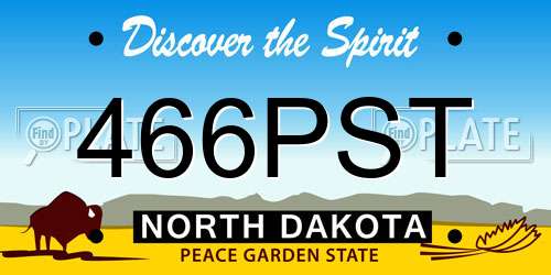 466PST North Dakota License Plate