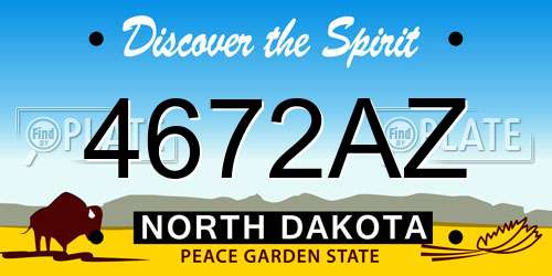 4672AZ North Dakota License Plate
