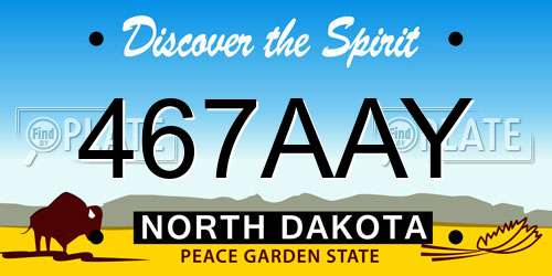 467AAY North Dakota License Plate
