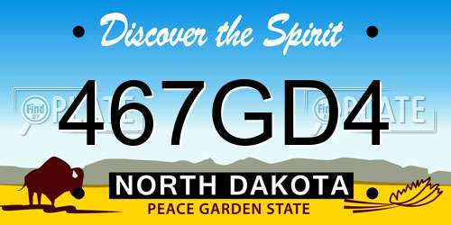 467GD4 North Dakota License Plate