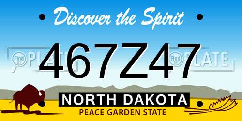 467Z47 North Dakota License Plate