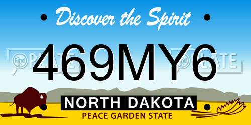 469MY6 North Dakota License Plate