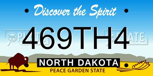 469TH4 North Dakota License Plate