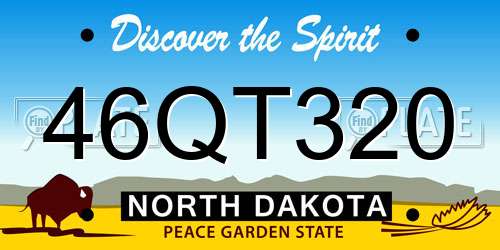 46QT320 North Dakota License Plate