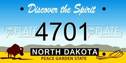 4701 North Dakota License Plate