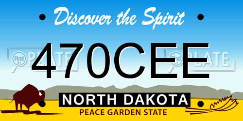 470CEE North Dakota License Plate