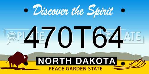 470T64 North Dakota License Plate