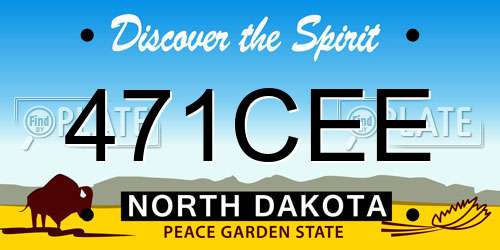 471CEE North Dakota License Plate