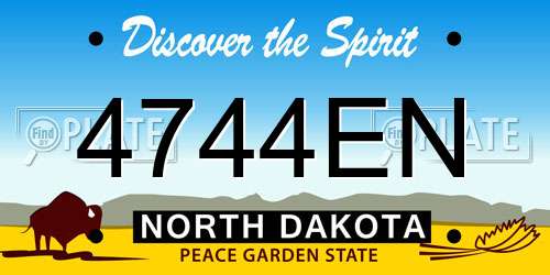 4744EN North Dakota License Plate
