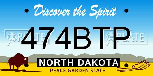 474BTP North Dakota License Plate