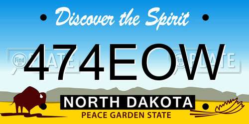 474EOW North Dakota License Plate