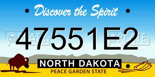 47551E2 North Dakota License Plate