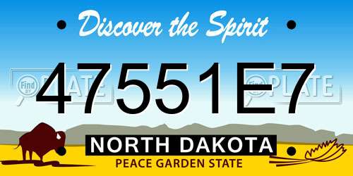 47551E7 North Dakota License Plate