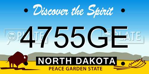 4755GE North Dakota License Plate