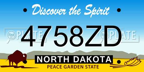 4758ZD North Dakota License Plate