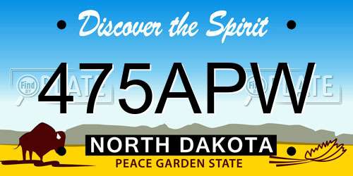 475APW North Dakota License Plate