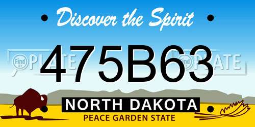 475B63 North Dakota License Plate