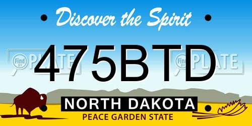 475BTD North Dakota License Plate