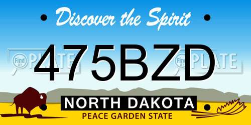 475BZD North Dakota License Plate
