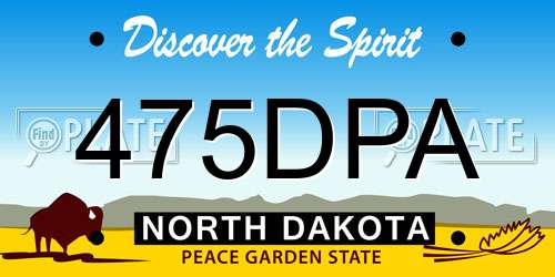 475DPA North Dakota License Plate