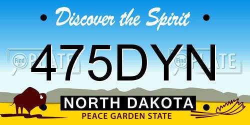 475DYN North Dakota License Plate