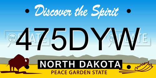 475DYW North Dakota License Plate