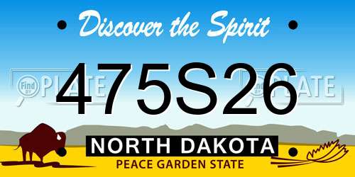 475S26 North Dakota License Plate