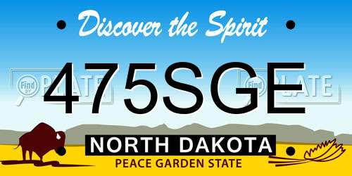 475SGE North Dakota License Plate